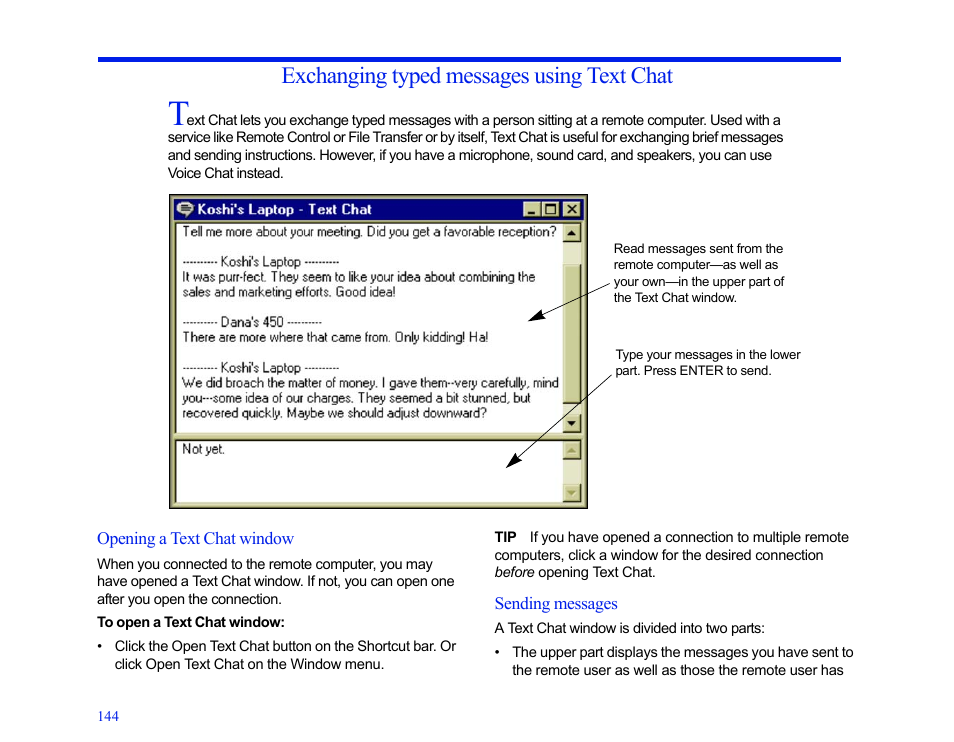 Exchanging typed messages using text chat | LapLink MN-LGD011-XX-US User Manual | Page 136 / 166