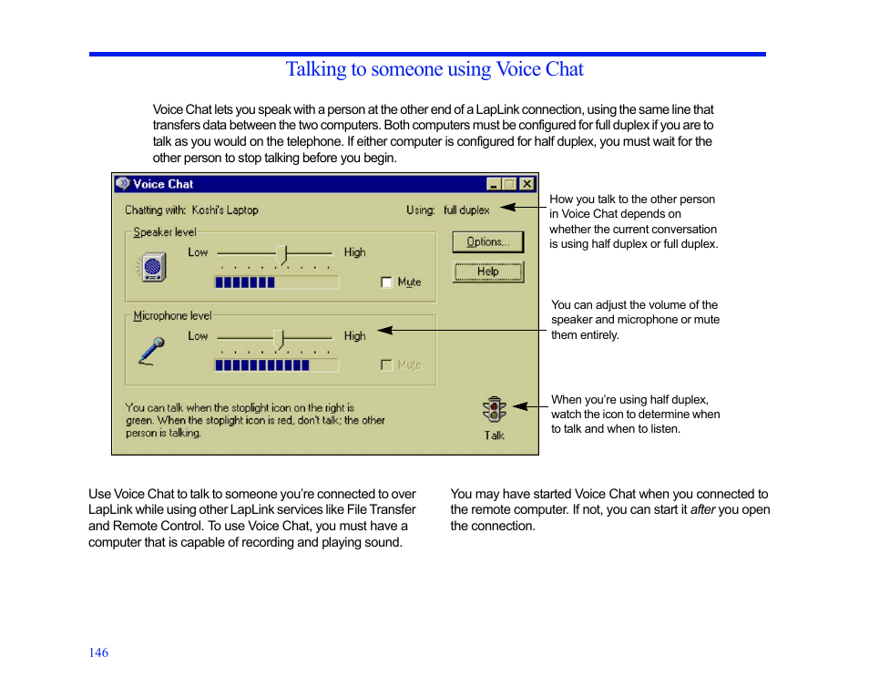 Talking to someone using voice chat | LapLink MN-LGD011-XX-US User Manual | Page 138 / 166