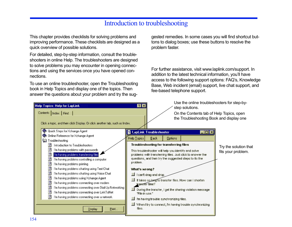 Introduction to troubleshooting, 10 introduction to troubleshooting 154 | LapLink MN-LGD011-XX-US User Manual | Page 145 / 166