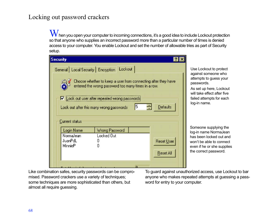 Locking out password crackers | LapLink MN-LGD011-XX-US User Manual | Page 65 / 166