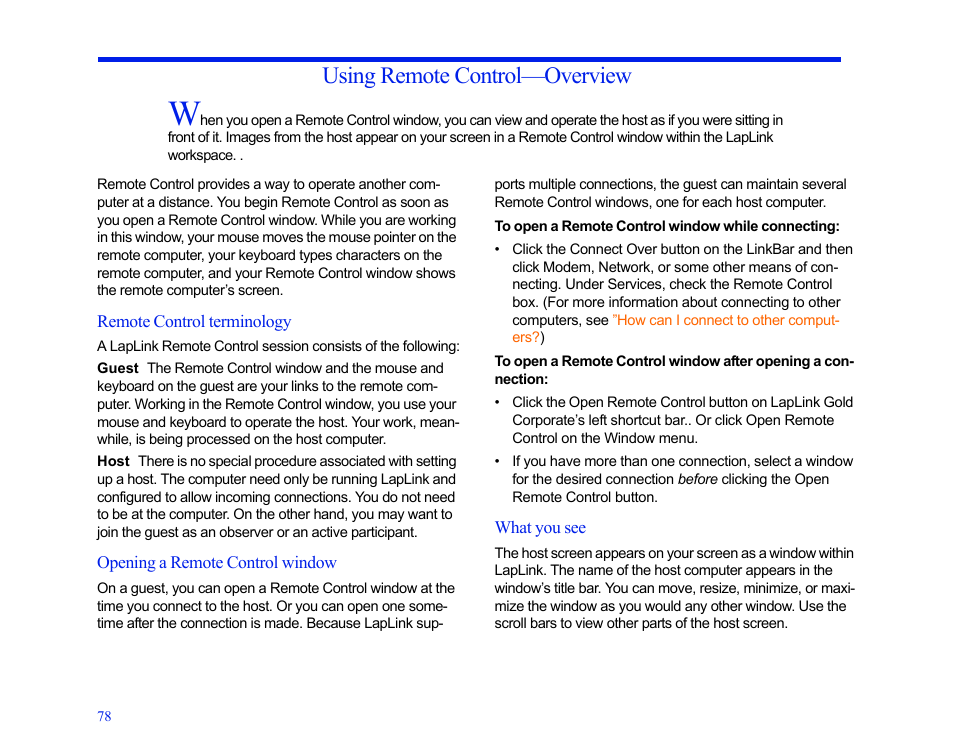 Using remote control-overview, Using remote control—overview | LapLink MN-LGD011-XX-US User Manual | Page 74 / 166