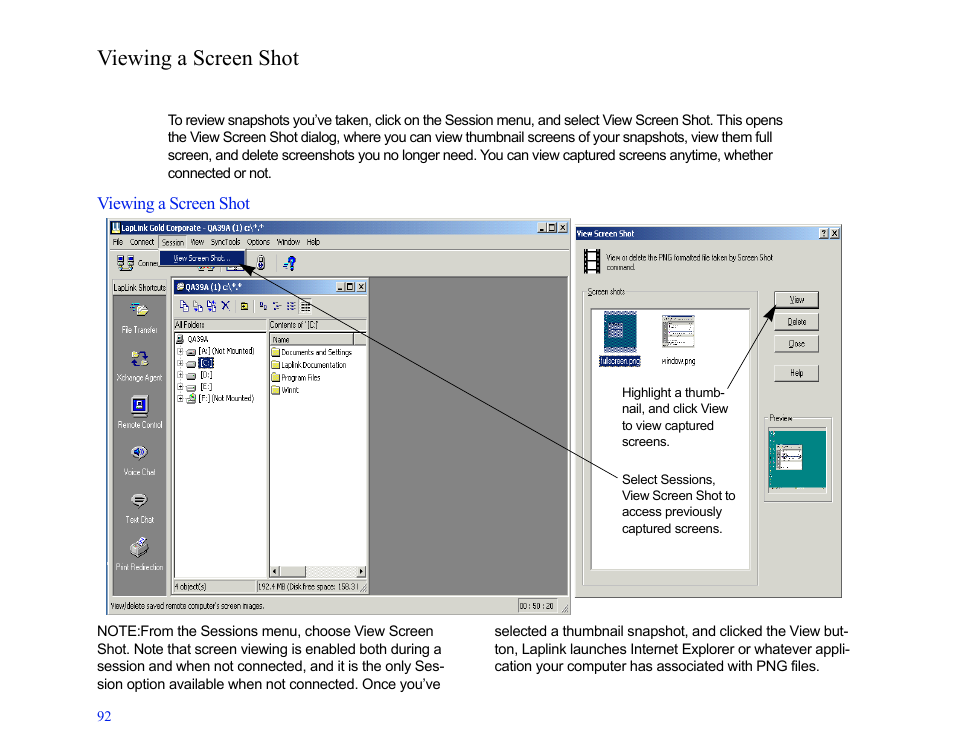 Viewing a screen shot | LapLink MN-LGD011-XX-US User Manual | Page 87 / 166