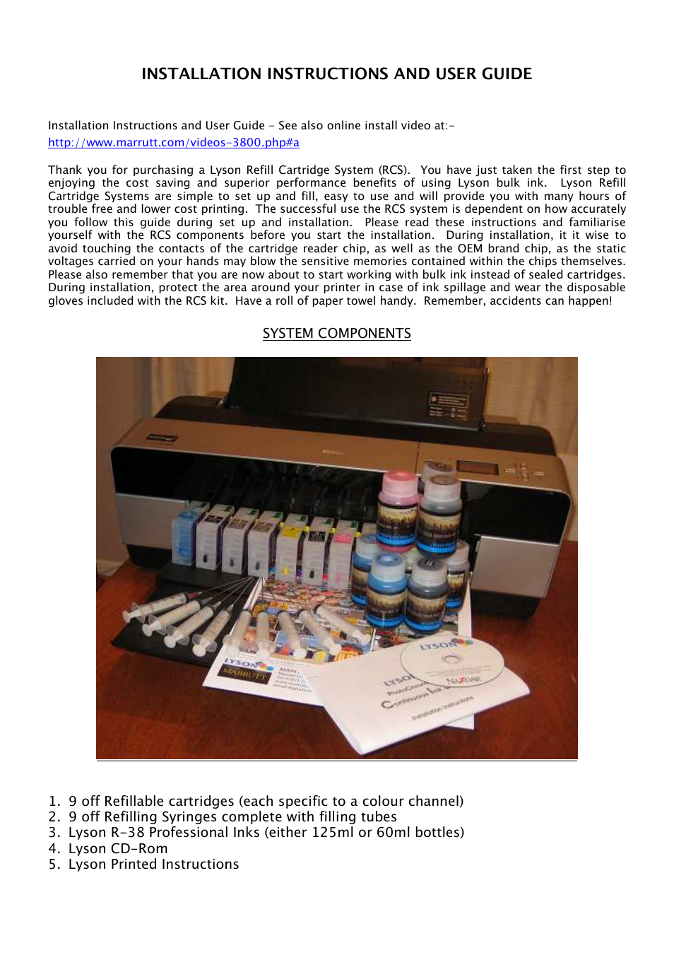 Installation instructions and user guide | Lyson PHOTOCHROME R-38 User Manual | Page 2 / 8