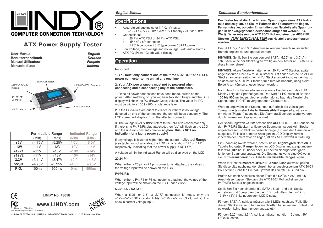 Lindy 43058 User Manual | 2 pages