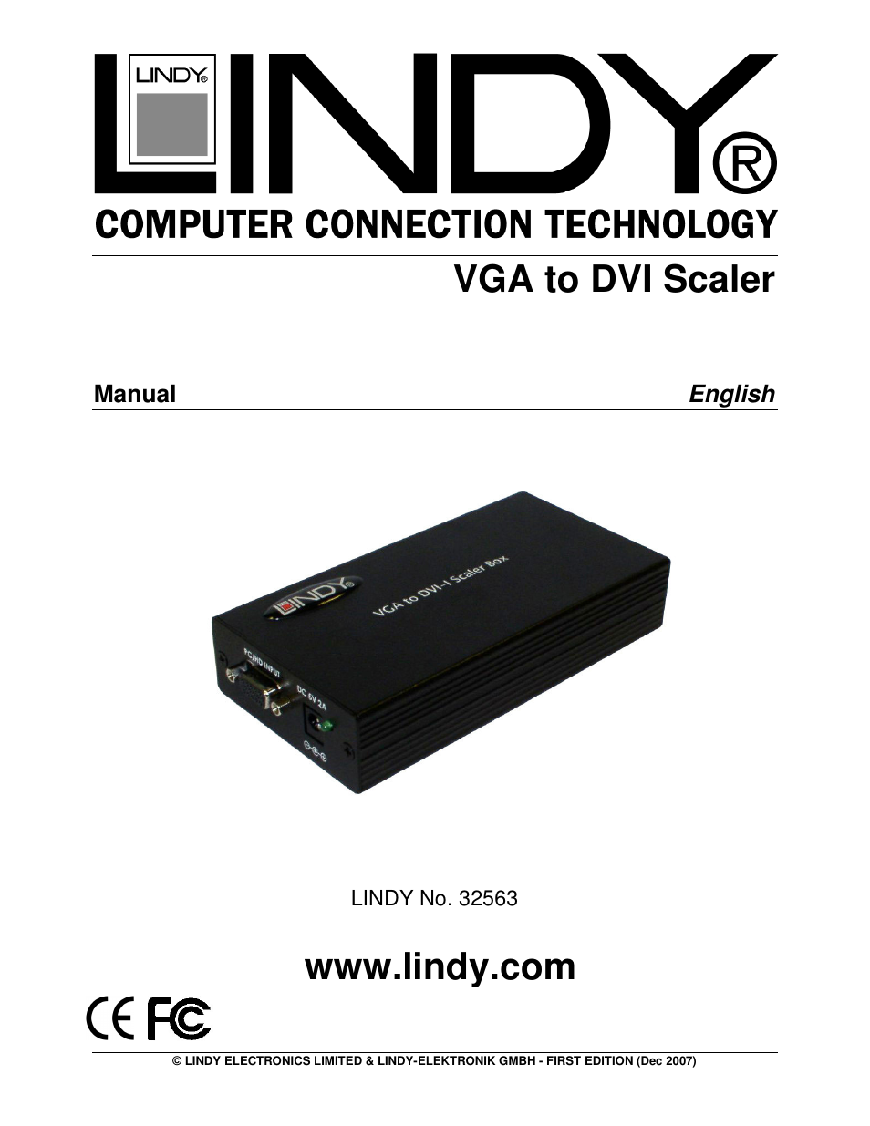 Lindy VGA to DVI Scaler 32563 User Manual | 7 pages