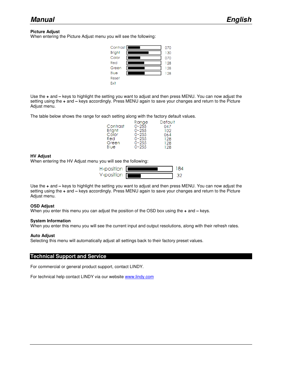 Manual english | Lindy VGA to DVI Scaler 32563 User Manual | Page 5 / 7