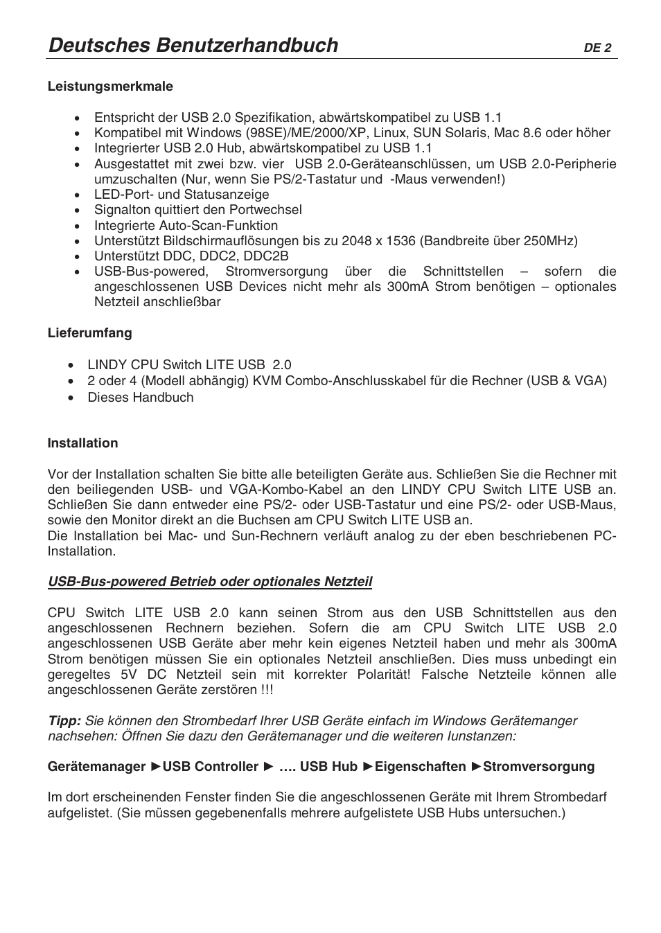 Deutsches benutzerhandbuch | Lindy CPU SWITCH LITE 32825 User Manual | Page 13 / 32