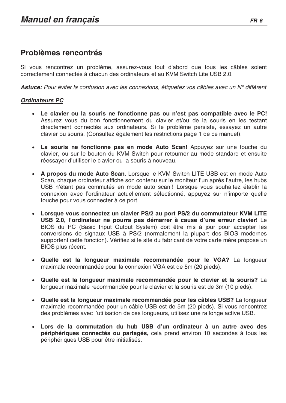Manuel en français, Problèmes rencontrés | Lindy CPU SWITCH LITE 32825 User Manual | Page 23 / 32