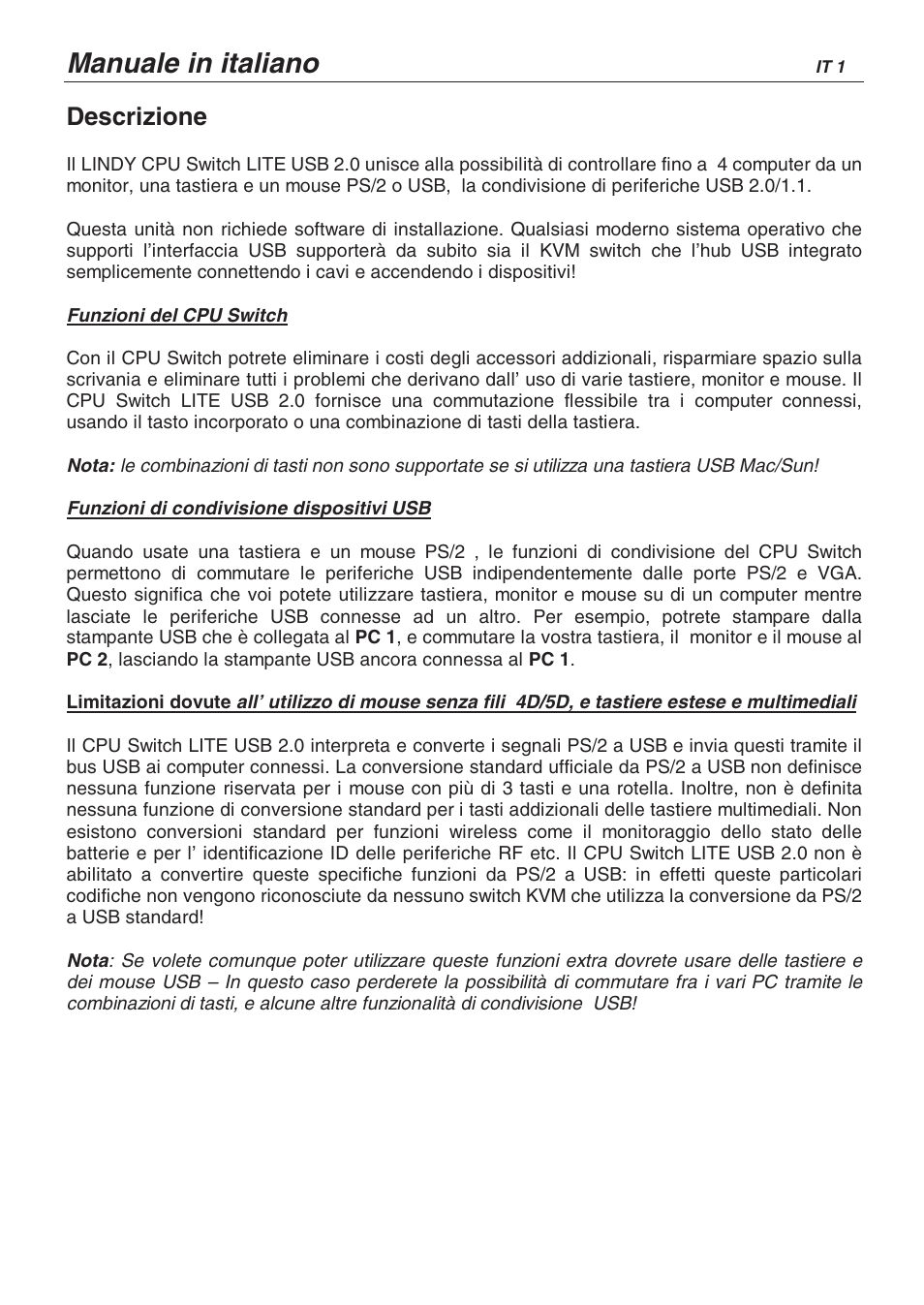 Manuale in italiano | Lindy CPU SWITCH LITE 32825 User Manual | Page 25 / 32