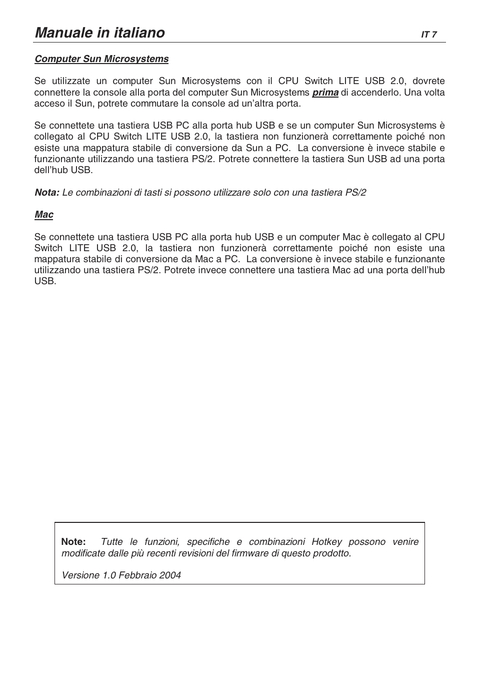 Manuale in italiano | Lindy CPU SWITCH LITE 32825 User Manual | Page 31 / 32