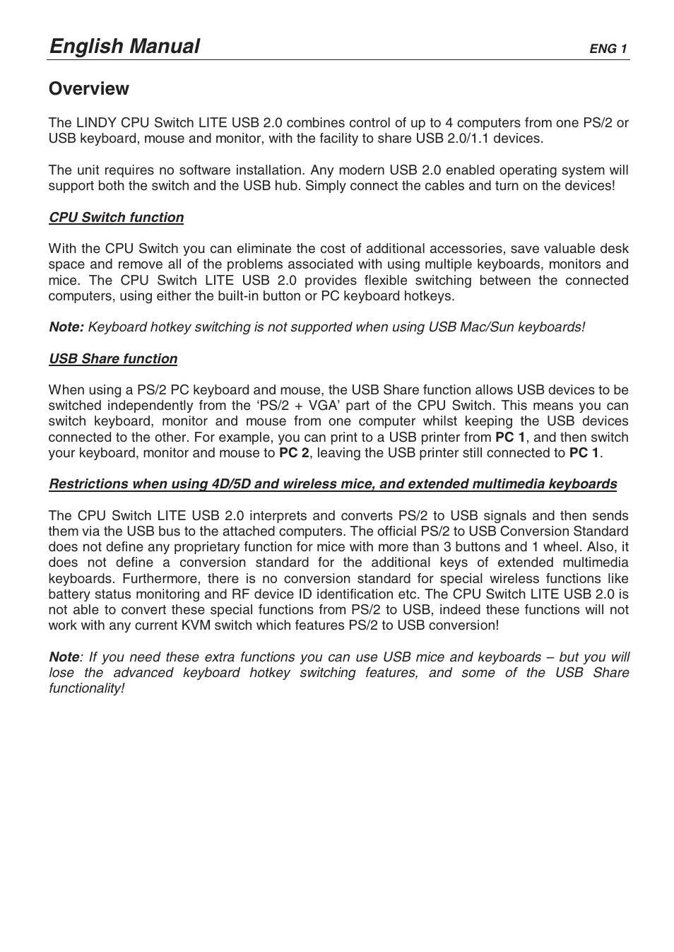 English manual | Lindy CPU SWITCH LITE 32825 User Manual | Page 5 / 32