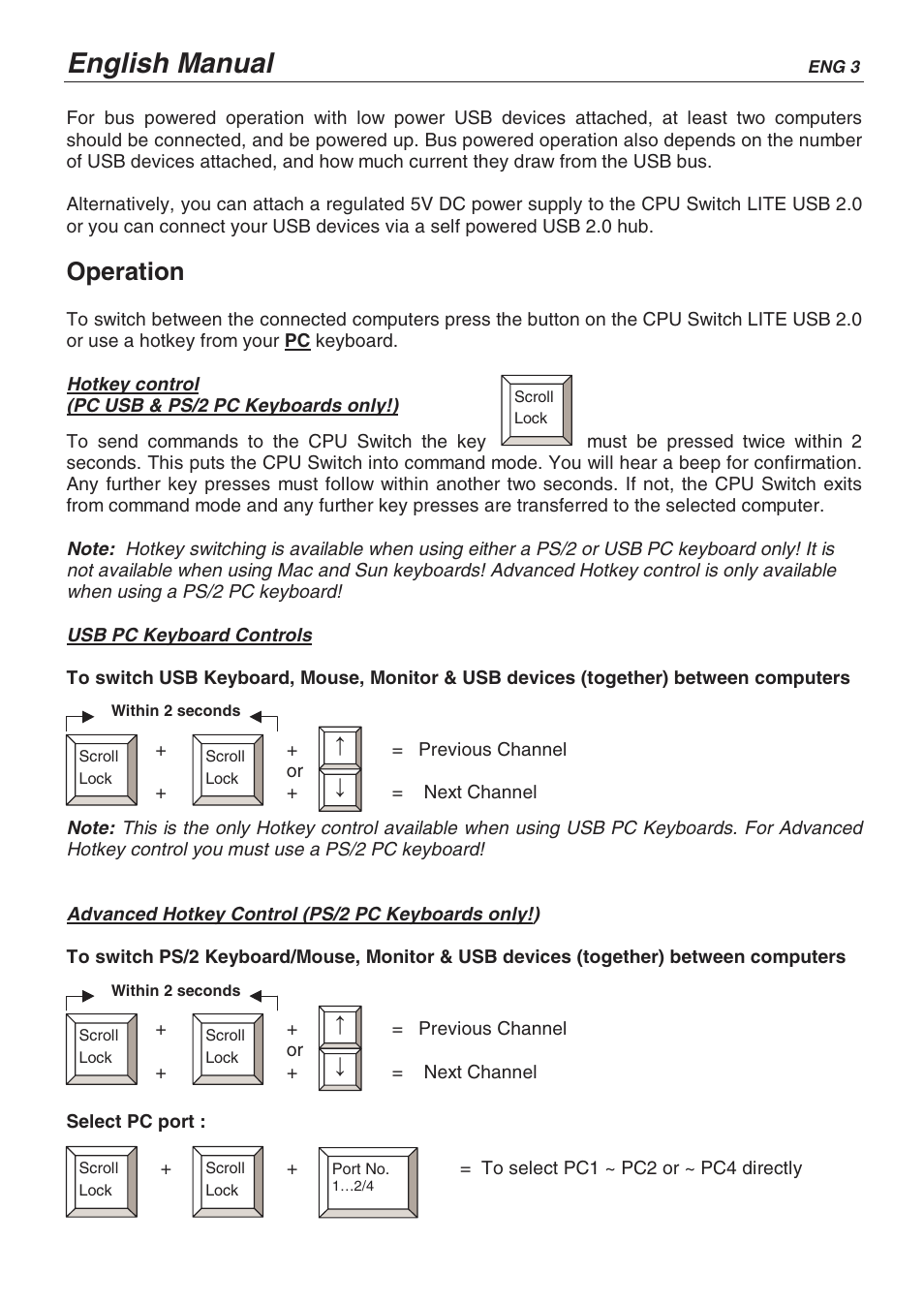 English manual, Operation | Lindy CPU SWITCH LITE 32825 User Manual | Page 7 / 32