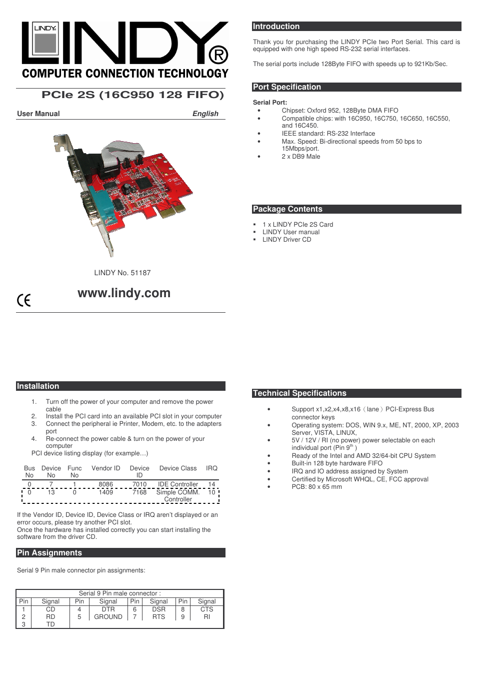 Lindy 51187 User Manual | 2 pages