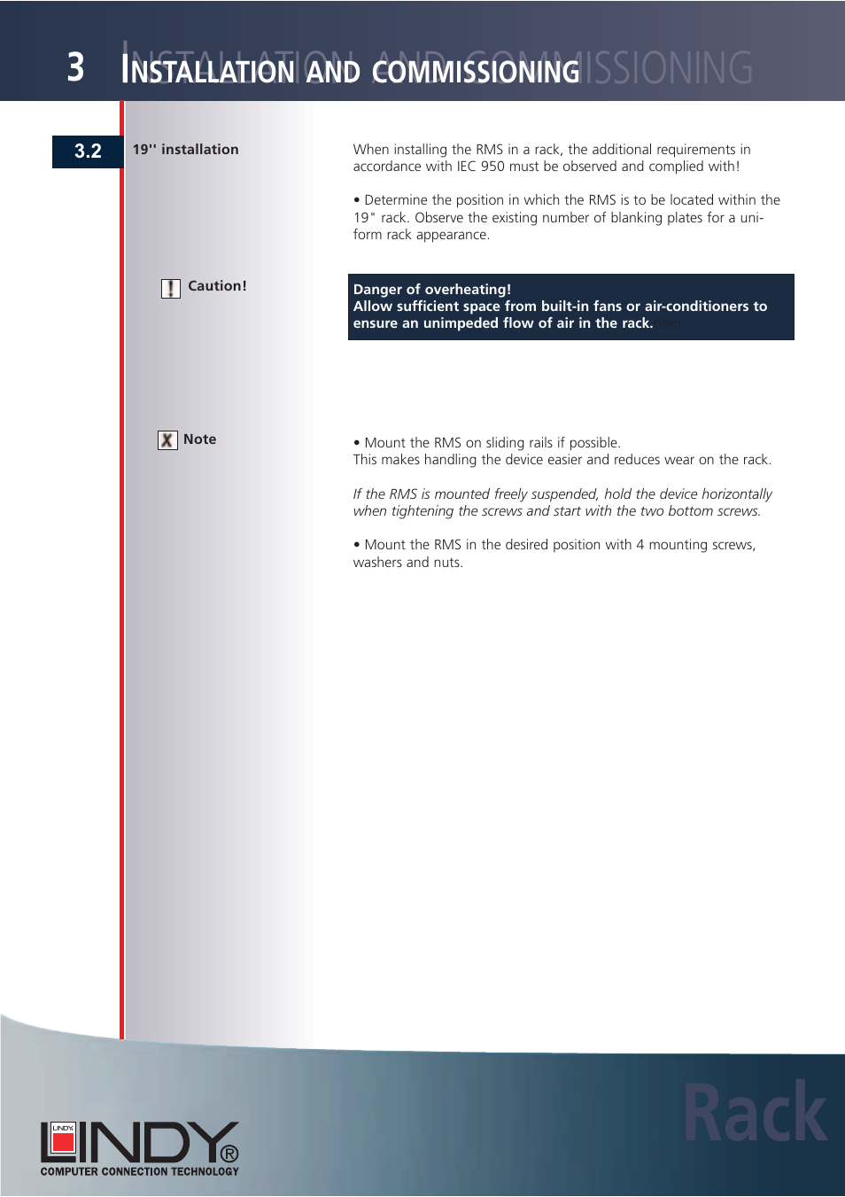Rack, Nstallation and commissioning | Lindy Carbon Monoxide Alarm User Manual | Page 12 / 60
