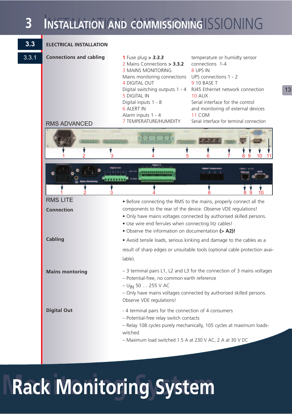 Monitoring system, Rack monitoring system, Nstallation and commissioning | Lindy Carbon Monoxide Alarm User Manual | Page 13 / 60