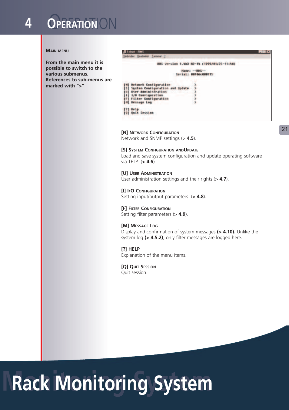 Monitoring system, Rack monitoring system, Peration | Lindy Carbon Monoxide Alarm User Manual | Page 21 / 60