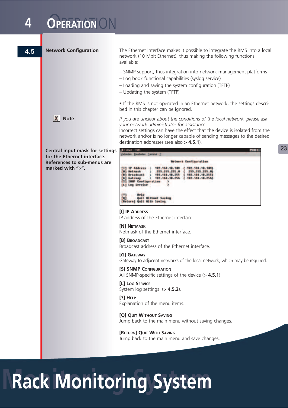Monitoring system, Rack monitoring system, Peration | Lindy Carbon Monoxide Alarm User Manual | Page 23 / 60
