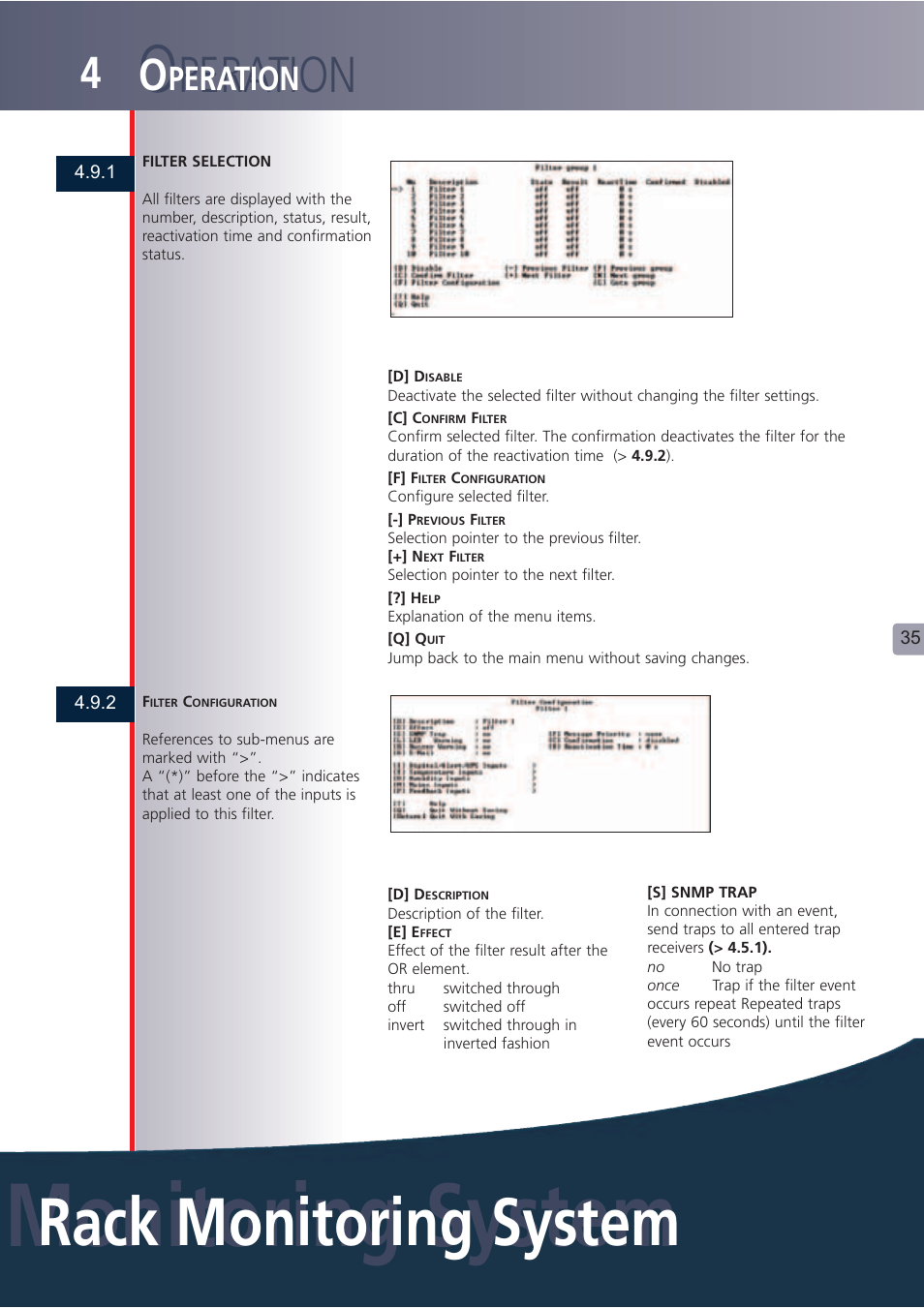 Monitoring system, Rack monitoring system o, Peration | Lindy Carbon Monoxide Alarm User Manual | Page 35 / 60