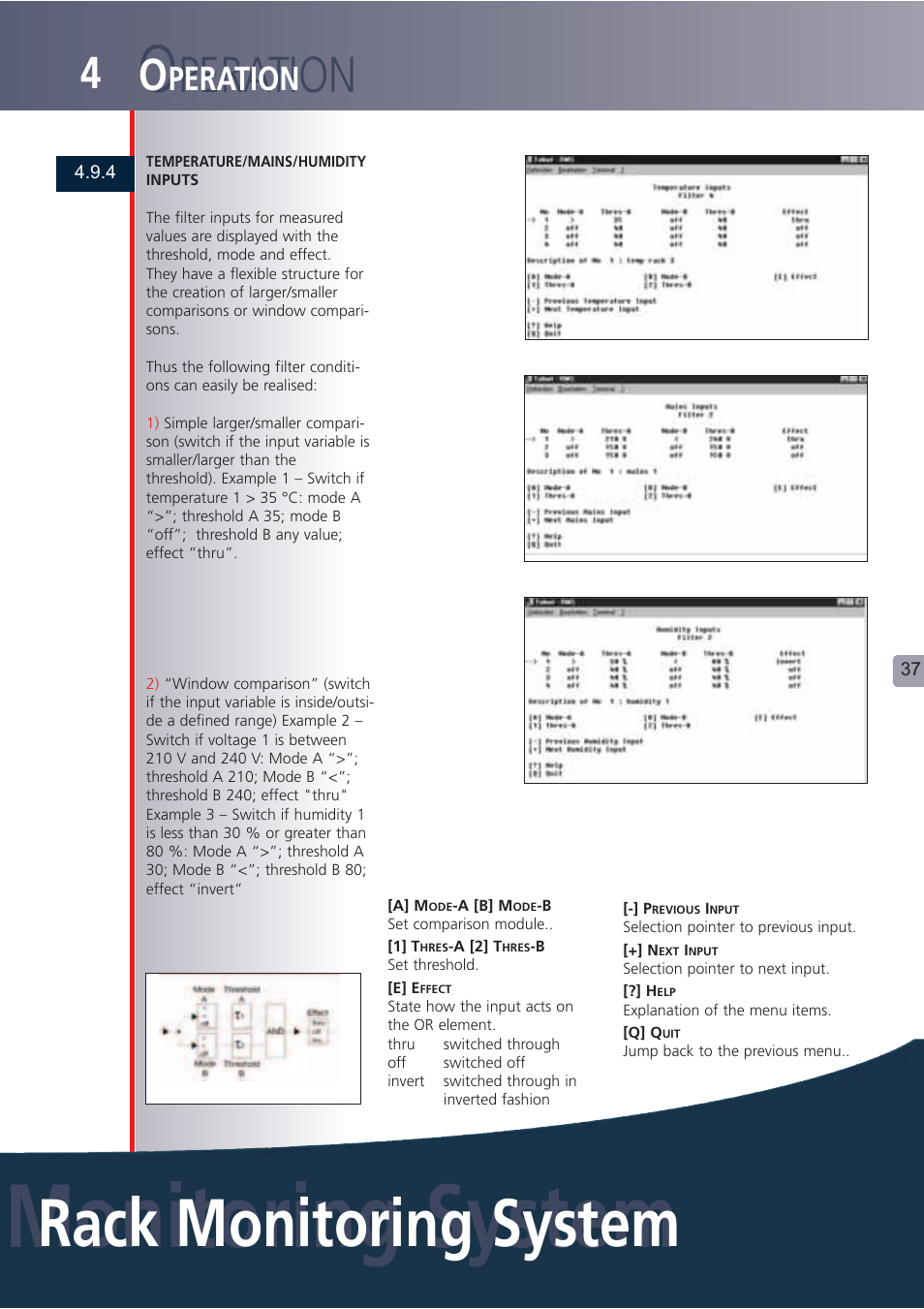 Monitoring system, Rack monitoring system, Peration | Lindy Carbon Monoxide Alarm User Manual | Page 37 / 60