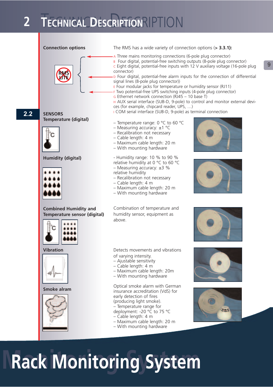 Monitoring system, Rack monitoring system t, Echnical | Escription | Lindy Carbon Monoxide Alarm User Manual | Page 9 / 60