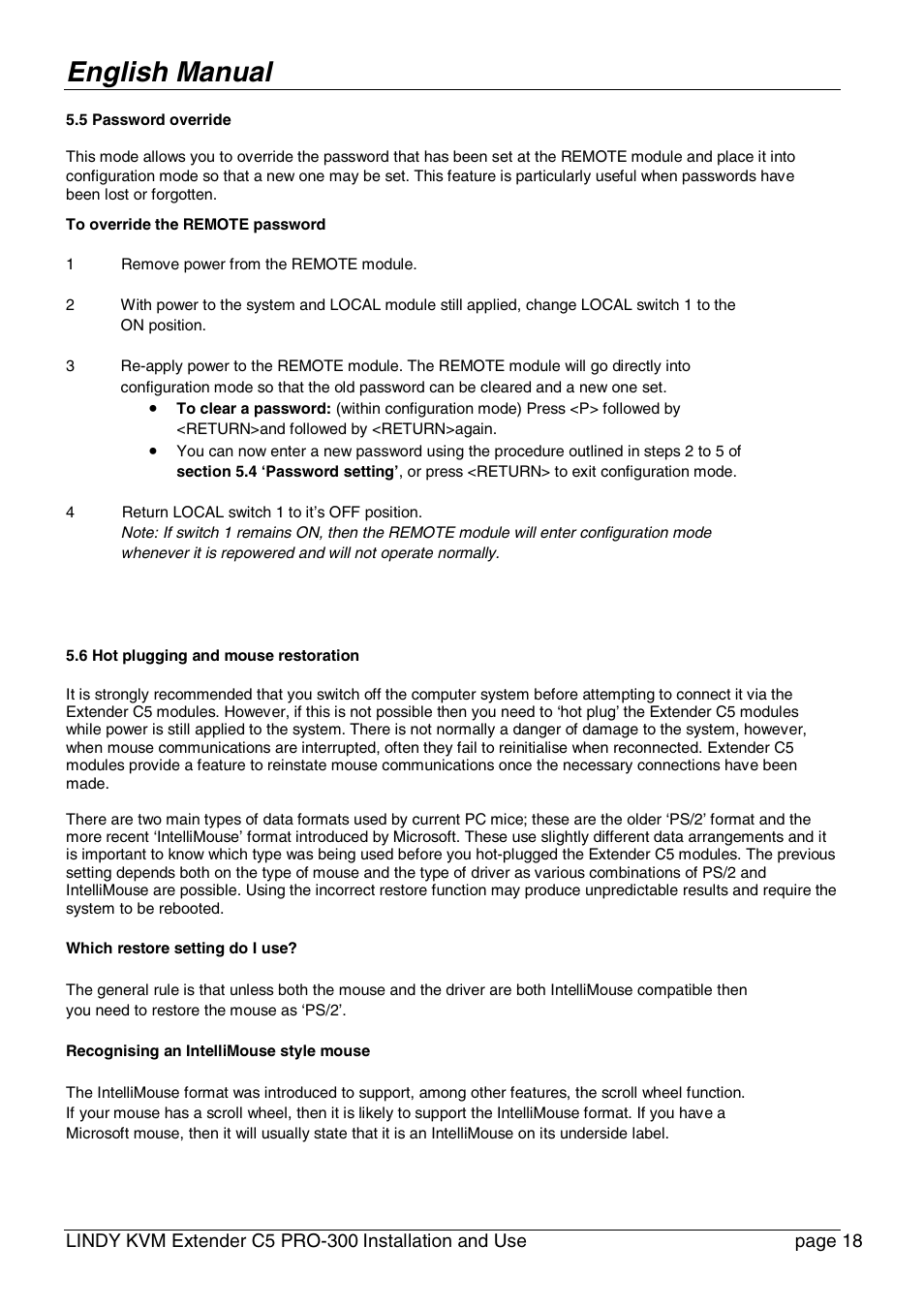 English manual | Lindy PRO-300 User Manual | Page 18 / 28