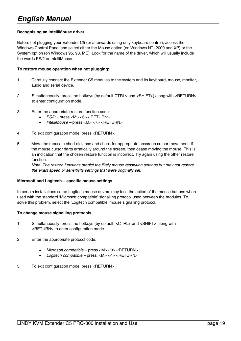 English manual | Lindy PRO-300 User Manual | Page 19 / 28