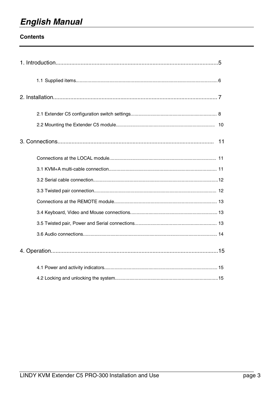 English manual | Lindy PRO-300 User Manual | Page 3 / 28