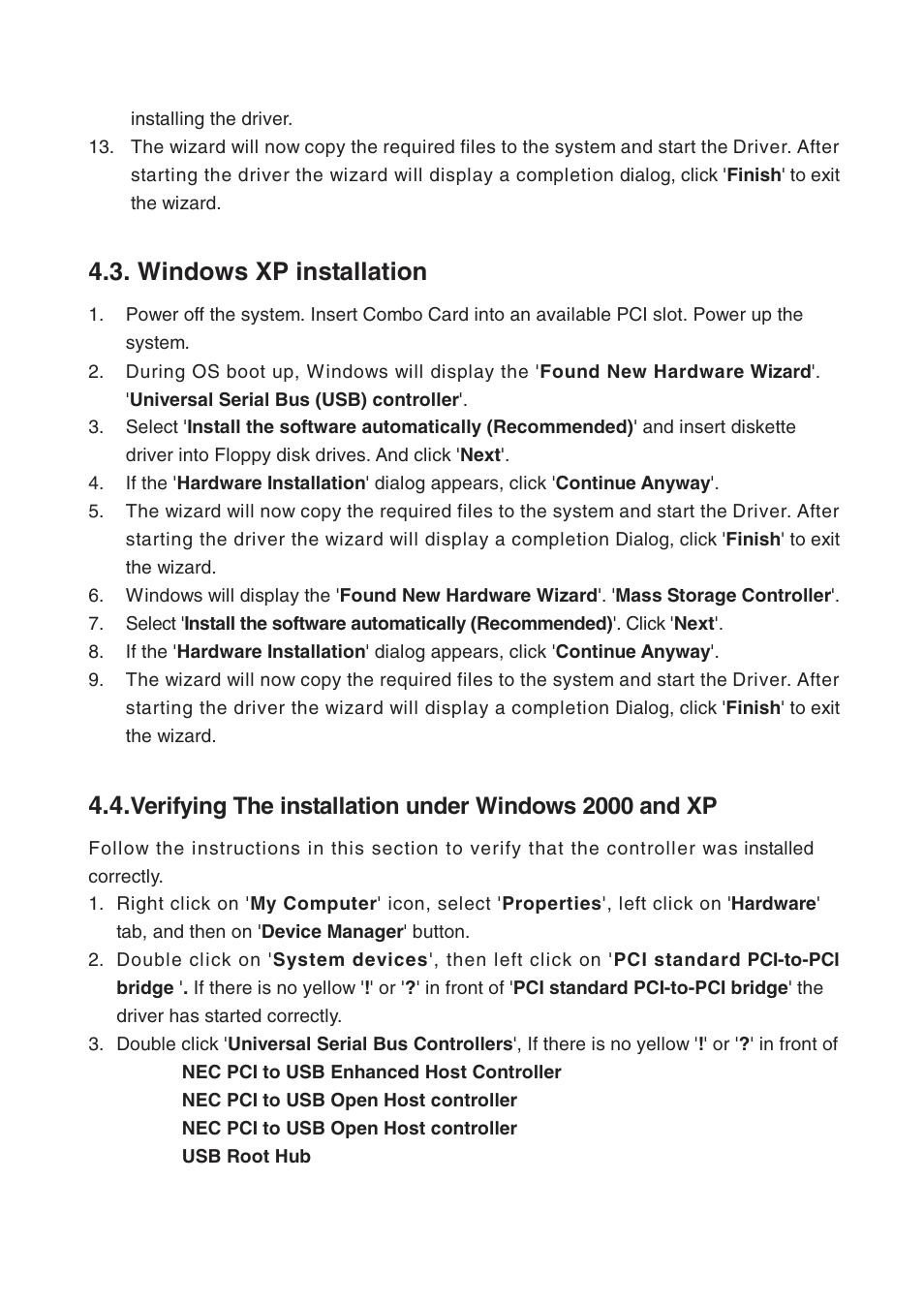 Windows xp installation | Lindy 70536 User Manual | Page 7 / 11