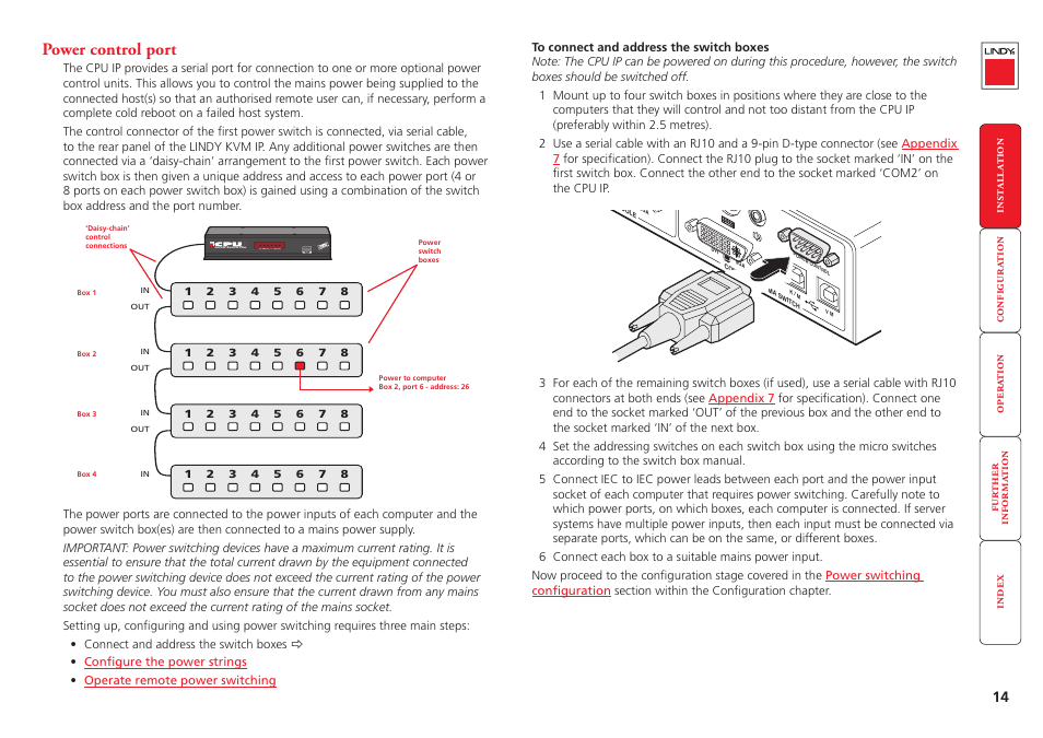 Power control port, Loc rem vnc 100 lnk pwr | Lindy Switch User Manual | Page 15 / 76