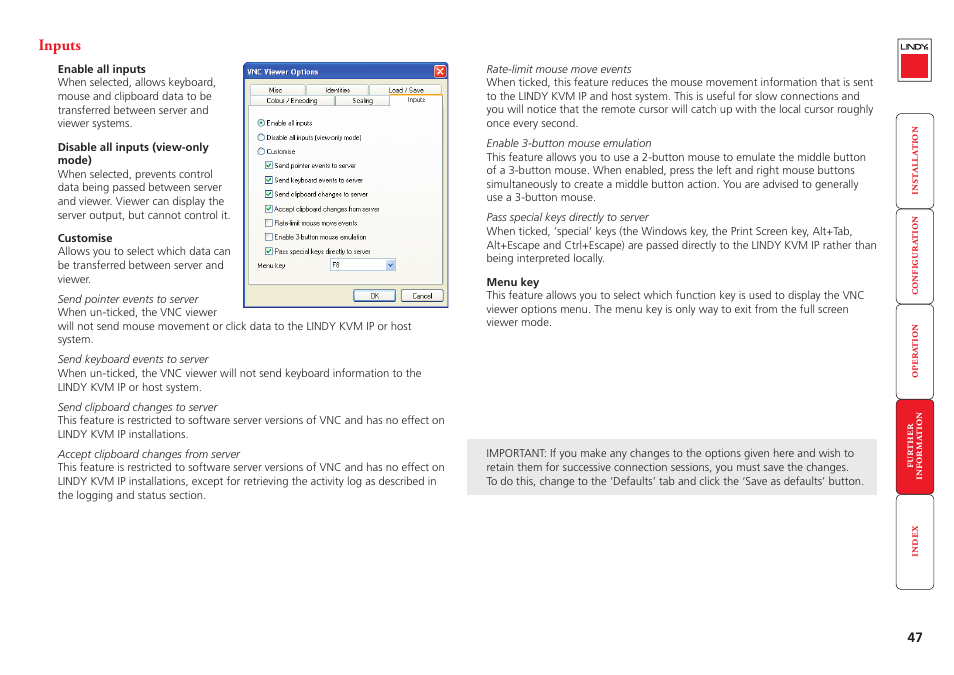 Inputs | Lindy Switch User Manual | Page 48 / 76