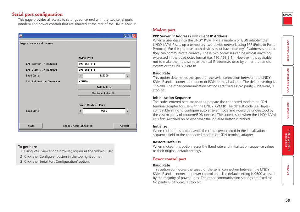 Serial port configuration, Switch box(es) - see | Lindy Switch User Manual | Page 60 / 76