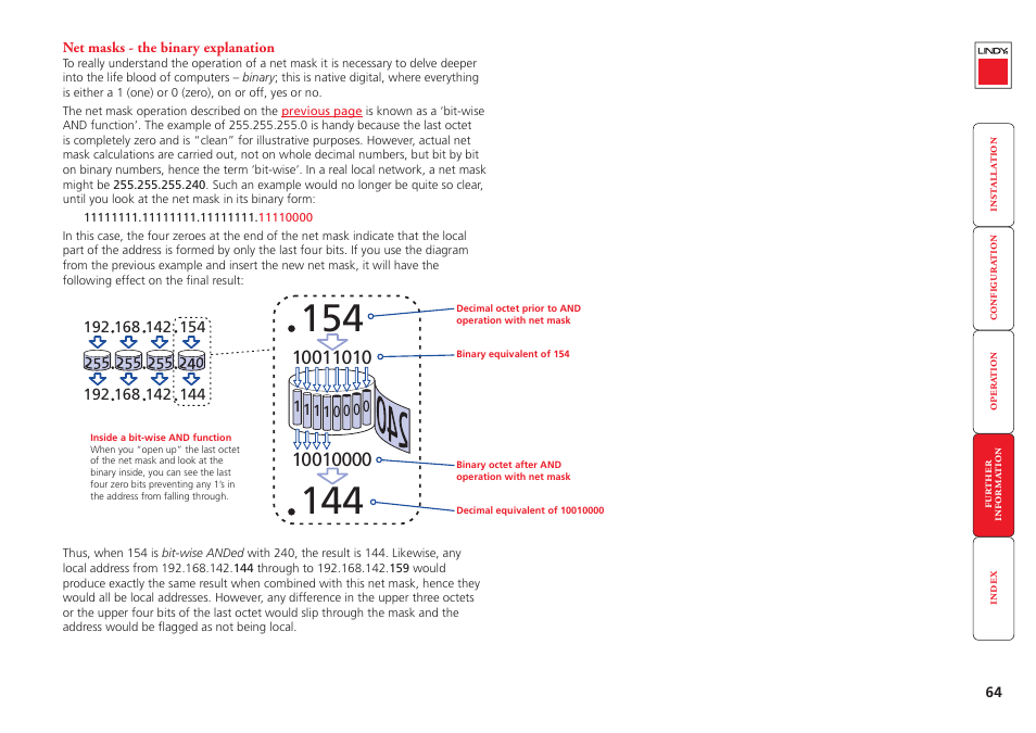 Net masks - the binary explanation | Lindy Switch User Manual | Page 65 / 76