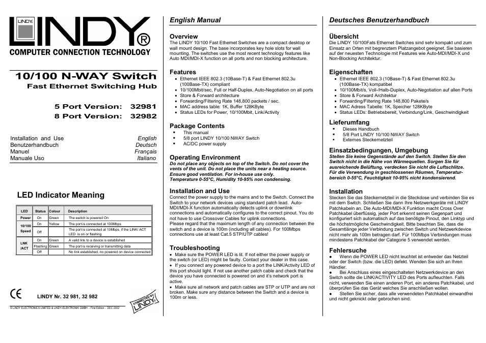 Lindy 32982 User Manual | 2 pages