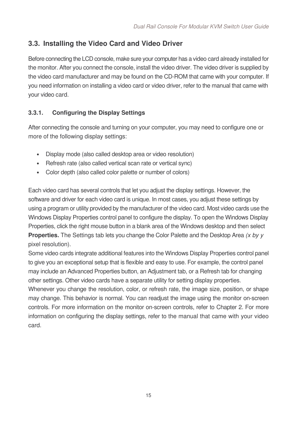 Installing the video card and video driver | Lindy Dual Rail Modular KVM Console Switch User Manual | Page 16 / 20