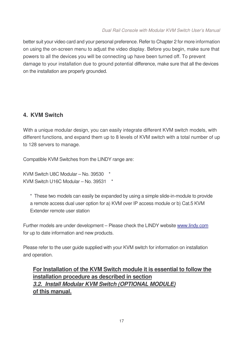 Lindy Dual Rail Modular KVM Console Switch User Manual | Page 18 / 20