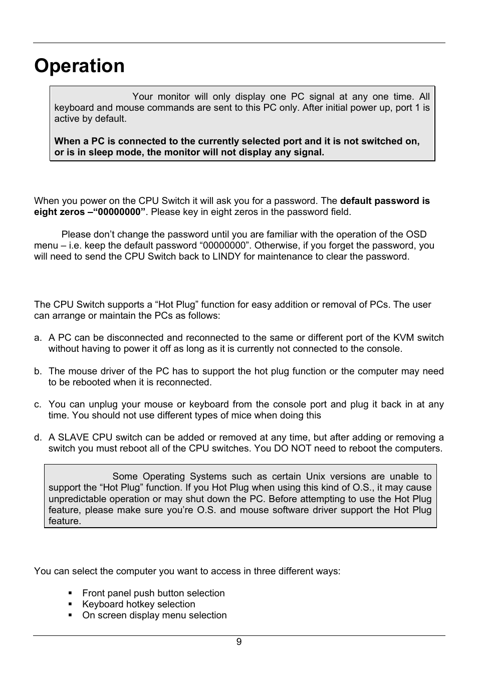 Operation | Lindy 32505 User Manual | Page 11 / 71