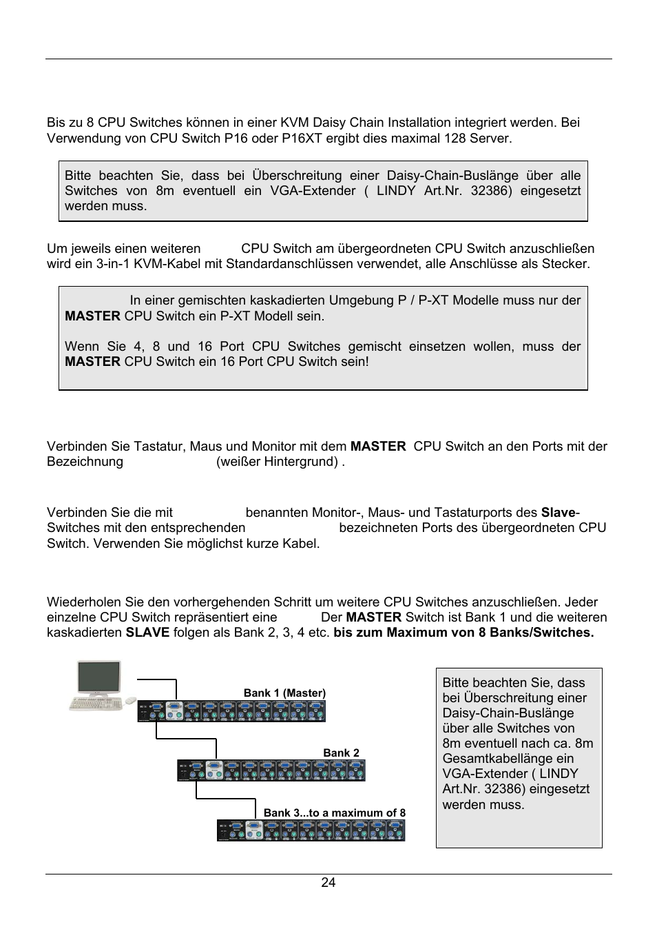 Daisy chain kaskadierung mehrerer cpu switches, Deutsches handbuch | Lindy 32505 User Manual | Page 26 / 71