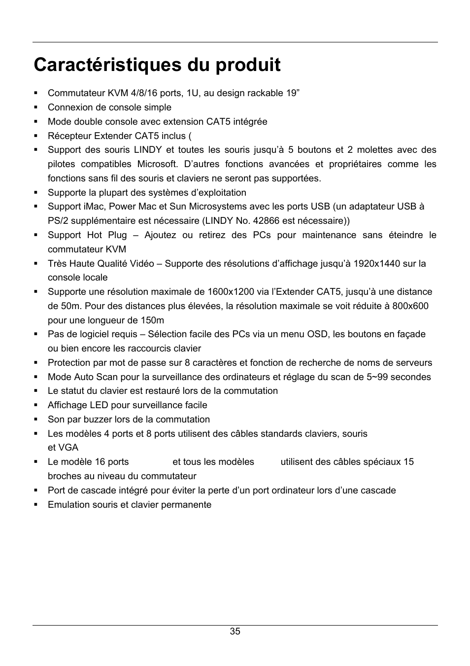 Caractéristiques du produit | Lindy 32505 User Manual | Page 37 / 71