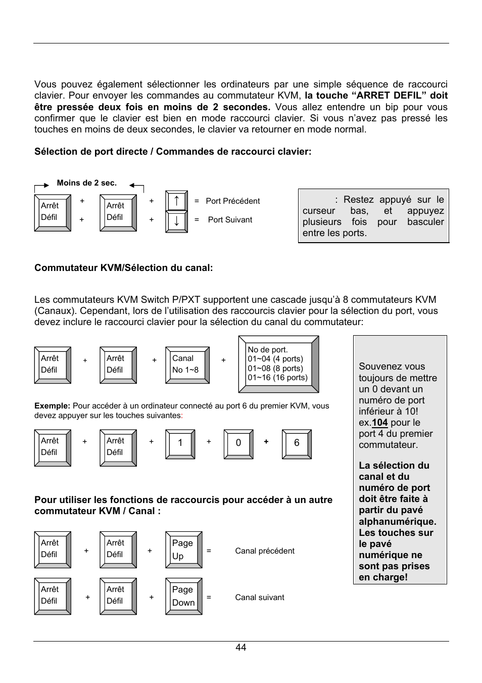 Manuel en français, Sélection par raccourci clavier | Lindy 32505 User Manual | Page 46 / 71