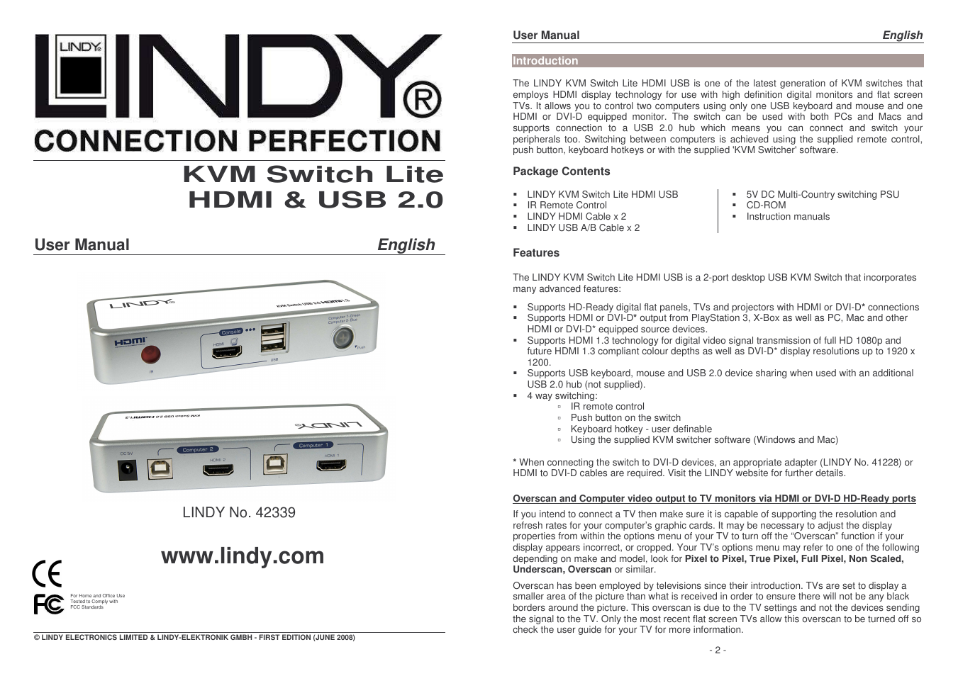 Lindy KVM 42339 User Manual | 3 pages