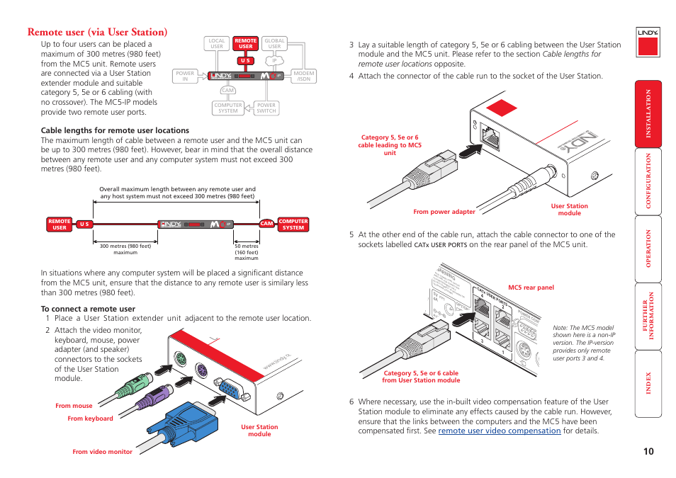 Remote user (via user station), Remote, User | Remote user, Via user s, On the rear panel of the mc5 unit, Use r s tati | Lindy MC5-IP User Manual | Page 11 / 111