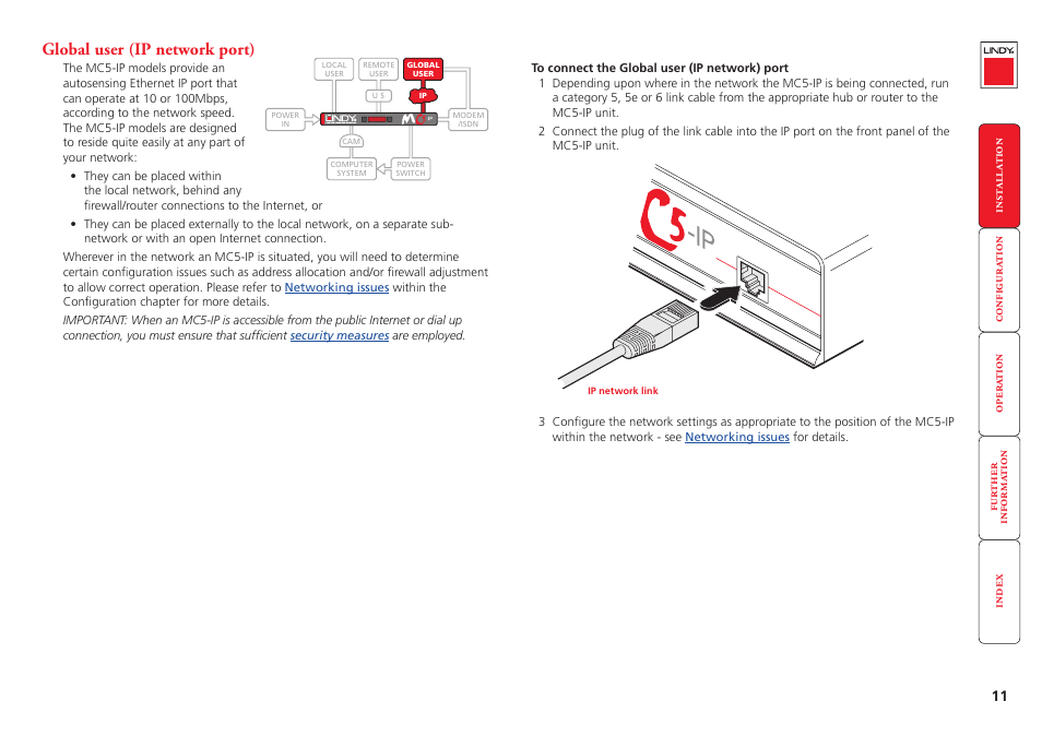 Global user (ip network port), Global, User | Global user, Ip network port) | Lindy MC5-IP User Manual | Page 12 / 111