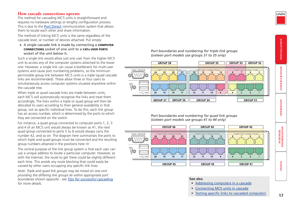 How cascade connections operate | Lindy MC5-IP User Manual | Page 18 / 111