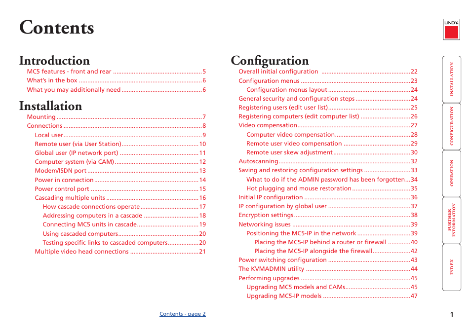 Lindy MC5-IP User Manual | Page 2 / 111