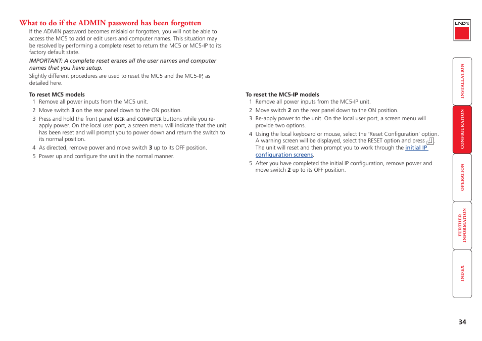 Lindy MC5-IP User Manual | Page 35 / 111