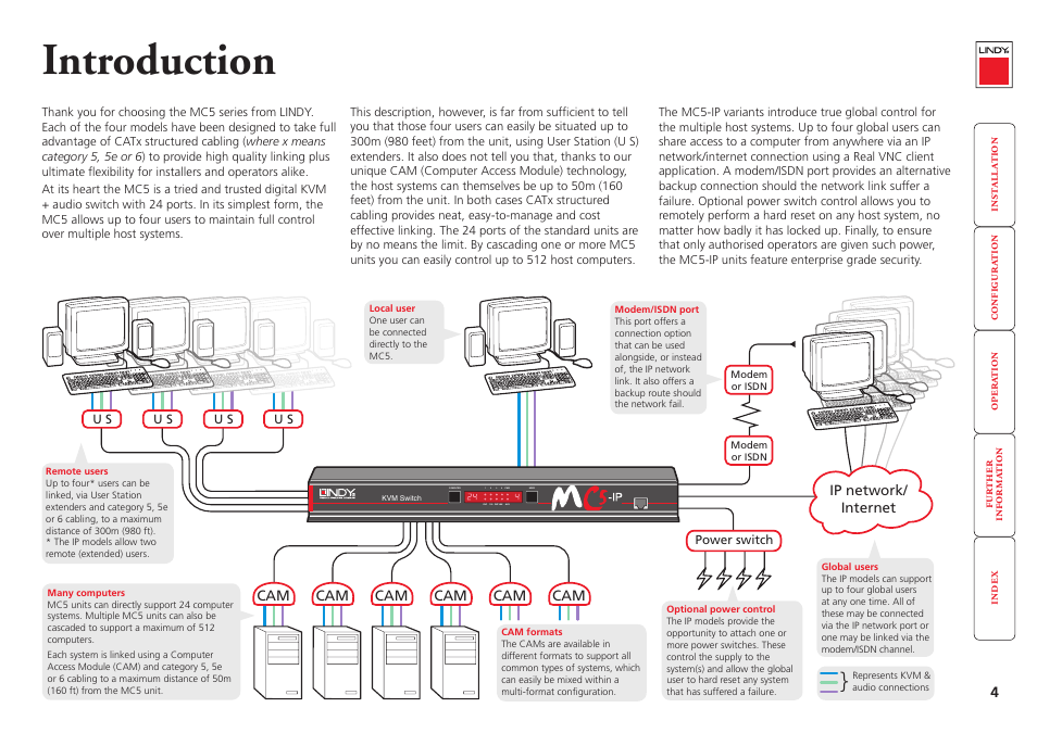 Introduction | Lindy MC5-IP User Manual | Page 5 / 111