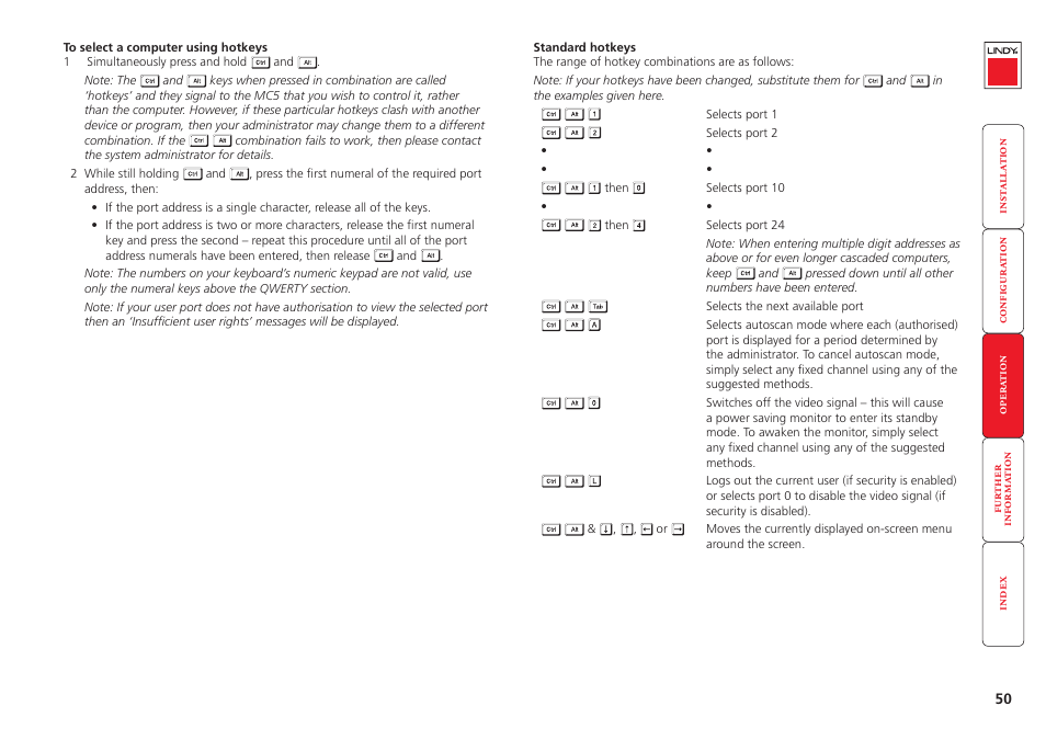 Using hotkeys | Lindy MC5-IP User Manual | Page 51 / 111