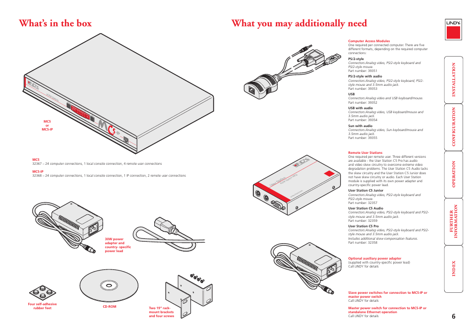 What’s in the box, What you may additionally need, 6 what you may additionally need | Lindy MC5-IP User Manual | Page 7 / 111
