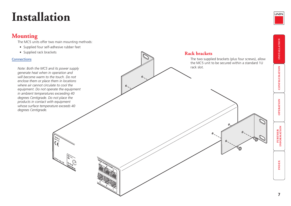 Installation, Mounting | Lindy MC5-IP User Manual | Page 8 / 111