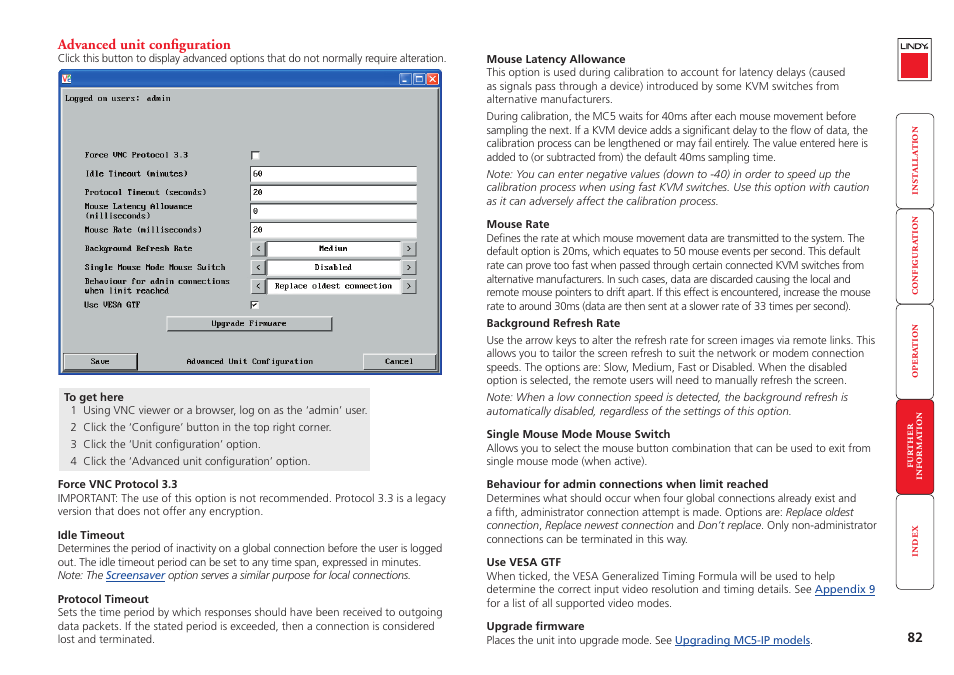 Advanced unit configuration | Lindy MC5-IP User Manual | Page 83 / 111